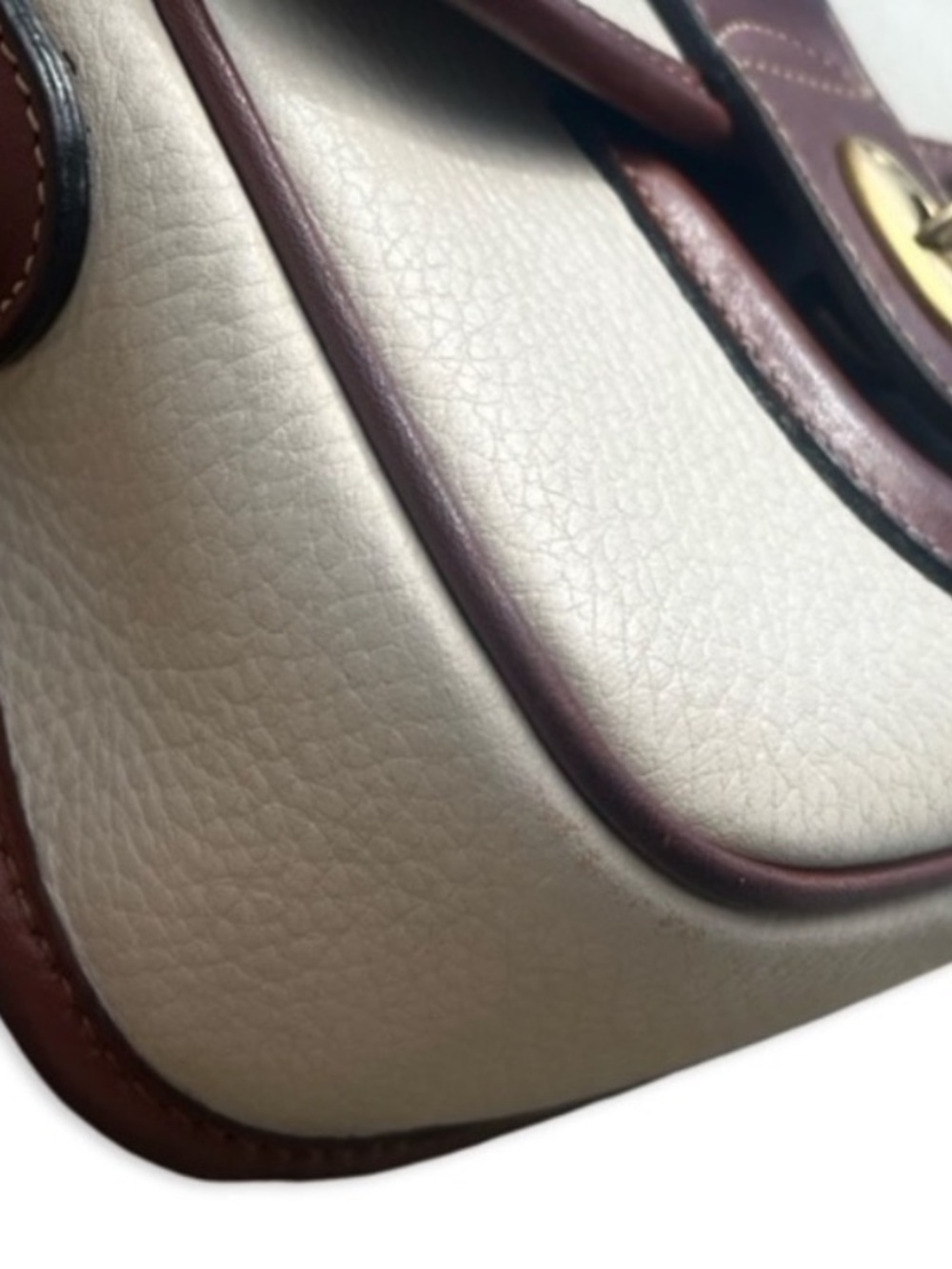 90s Vintage COACH Durham Mini Bag in Bone with Tan Trim - Picture 8 of 16